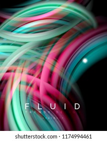 Fluid smooth wave abstract background, flowing glowing color motion concept, trendy abstract layout template for business or technology presentation or web brochure cover, wallpaper. Vector