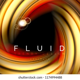 Fluid smooth wave abstract background, flowing glowing color motion concept, trendy abstract layout template for business or technology presentation or web brochure cover, wallpaper. Vector