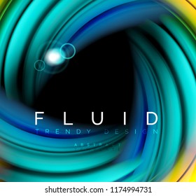 Fluid smooth wave abstract background, flowing glowing color motion concept, trendy abstract layout template for business or technology presentation or web brochure cover, wallpaper. Vector
