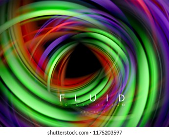 Fluid smooth wave abstract background, flowing glowing color motion concept, trendy abstract layout template for business or technology presentation or web brochure cover, wallpaper. Vector