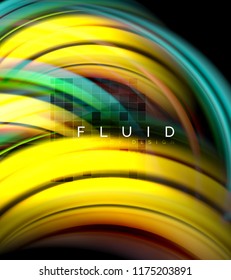 Fluid smooth wave abstract background, flowing glowing color motion concept, trendy abstract layout template for business or technology presentation or web brochure cover, wallpaper. Vector