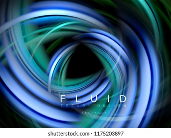 Fluid smooth wave abstract background, flowing glowing color motion concept, trendy abstract layout template for business or technology presentation or web brochure cover, wallpaper. Vector