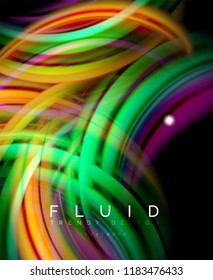 Fluid smooth wave abstract background, flowing glowing color motion concept, trendy abstract layout template for business or technology presentation or web brochure cover, wallpaper. Vector