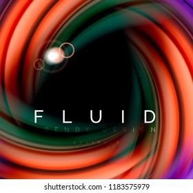 Fluid smooth wave abstract background, flowing glowing color motion concept, trendy abstract layout template for business or technology presentation or web brochure cover, wallpaper. Vector