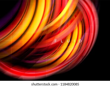 Fluid smooth wave abstract background, flowing glowing color motion concept, trendy abstract layout template for business or technology presentation or web brochure cover, wallpaper. Vector