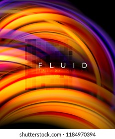Fluid smooth wave abstract background, flowing glowing color motion concept, trendy abstract layout template for business or technology presentation or web brochure cover, wallpaper. Vector