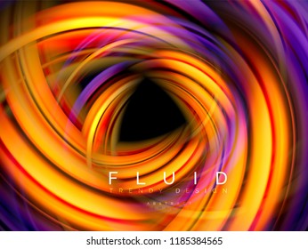 Fluid smooth wave abstract background, flowing glowing color motion concept, trendy abstract layout template for business or technology presentation or web brochure cover, wallpaper. Vector
