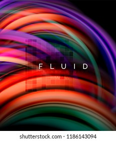 Fluid smooth wave abstract background, flowing glowing color motion concept, trendy abstract layout template for business or technology presentation or web brochure cover, wallpaper. Vector