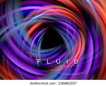 Fluid smooth wave abstract background, flowing glowing color motion concept, trendy abstract layout template for business or technology presentation or web brochure cover, wallpaper. Vector