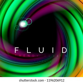 Fluid smooth wave abstract background, flowing glowing color motion concept, trendy abstract layout template for business or technology presentation or web brochure cover, wallpaper. Vector