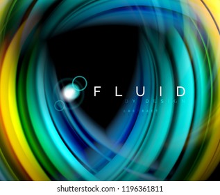 Fluid smooth wave abstract background, flowing glowing color motion concept, trendy abstract layout template for business or technology presentation or web brochure cover, wallpaper. Vector