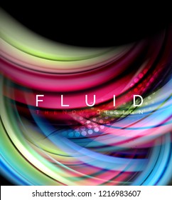 Fluid smooth wave abstract background, flowing glowing color motion concept, trendy abstract layout template for business or technology presentation or web brochure cover, wallpaper. Vector