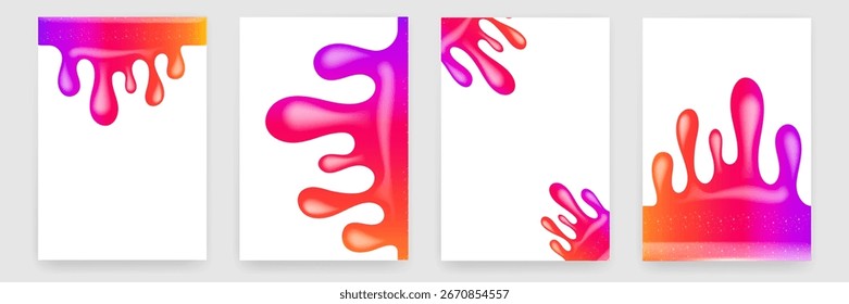Conjunto de fundo de vetor de splash fluido, cartazes coloridos com gotas e gotas líquidas, modelos de histórias de mídia social, banners verticais para promoções criativas abstratas, elementos de design gráfico moderno