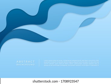 Fluid style background water wave shape overlap design cyan color pastel. vector illustration.