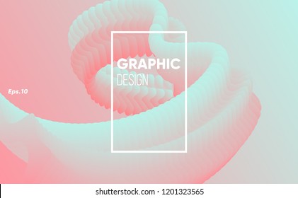 Fluid style poster design with retro color gradient. abstract shape and frame for text. Creative 3D illustration Eps10 Vector.
