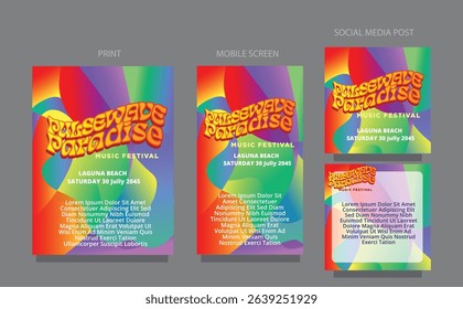 Fluid Summer Template. Modern Abstract Wave for Music and Lifestyle. fluid design template multiple platform for print, mobile screen and social media post vector illustration
