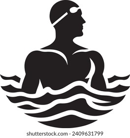 Logotipo Fluid Swimmer - una representación elegante que capta la fluidez y el movimiento de un nadador. Este logotipo, de diseño minimalista, simboliza la elegancia y la fuerza inherentes al atletismo acuático