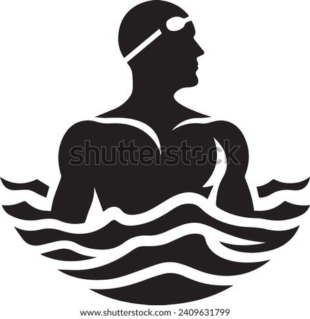 Fluid Swimmer Logo – a graceful representation that captures the fluidity and motion of a swimmer. This logo, in a minimalist design, symbolizes the elegance and strength inherent in aquatic athletici