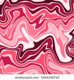 A fluid, swirling waves in a bold monochromatic color scheme. Various shades from deep burgundy and magenta to bright raspberry and light pastel pink flow together.