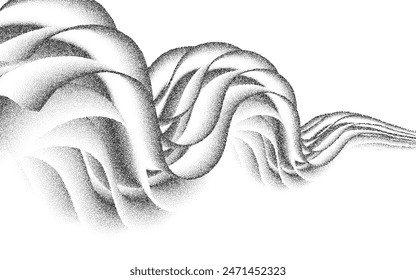 Fluid swoosh wave abstract background with stipple noise dot effect, grainy texture pattern