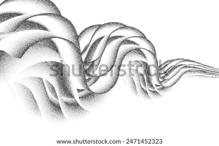 Fluid swoosh wave abstract background with stipple noise dot effect, grainy texture pattern