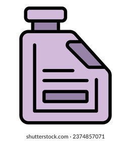 Vector de contorno del icono del depósito de aceite. Refrigerante de agua. Color líquido del motor plano