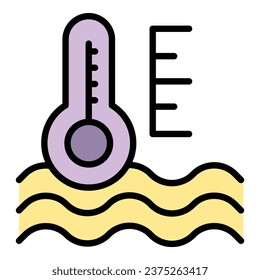 Fluid temperature icon outline vector. Car antifreeze. Water coolant color flat
