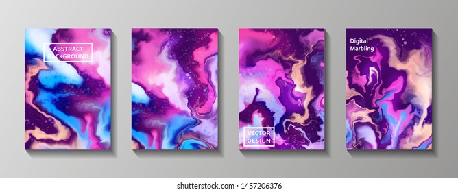 Fluid textures set. Abstract background of liquid colors. Set of vector cards for print and web desighn. 