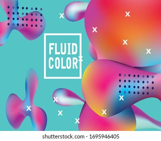 fluid theme vector design for web posters and landing pages with bright color compositions