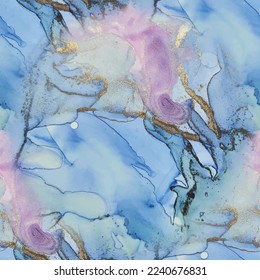 Fluid Vector Glitter. Marble Gold Vector Ink. Purple Alcohol Ink Background. Blue Ink Paint. Pink Oriental Background. Lilac Water Color Repeat. Violet Marble Art Watercolor. Vector Seamless Painting