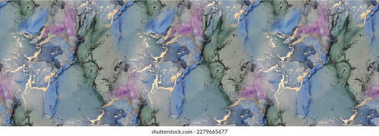 Fluid Vector Pattern. Purple Marble Ink Watercolor. Blue Seamless Background. Green Water Color Marble. Marble Pink Vector Ink. Purple Alcohol Ink Watercolor. Gold Art Paint. Luxury Seamless Painting