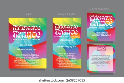 Fluid Vibe Design. Abstract Summer Wave for Print and Screen. fluid design template multiple platform for print, mobile screen and social media post vector illustration