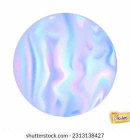 Fluid Vivid Circle With Holographic Waves. Neon Vibrant Shape Isolated on A Transparent Background. Futuristic Sphere For Cover Design, Mobile Phone Cases, Stickers, Posters, Folders, etc.