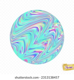 Fluid Vivid Circle With Holographic Waves. Neon Vibrant Shape Isolated on A Transparent Background. Futuristic Sphere For Cover Design, Mobile Phone Cases, Stickers, Posters, Folders, etc.