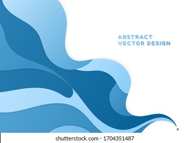 Papel de capa de flujo de agua fluida de corte diseño color cian pastel. ilustración vectorial.