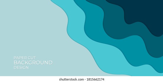 Fluid water wave overlap shape blue color design with space. vector illustration.