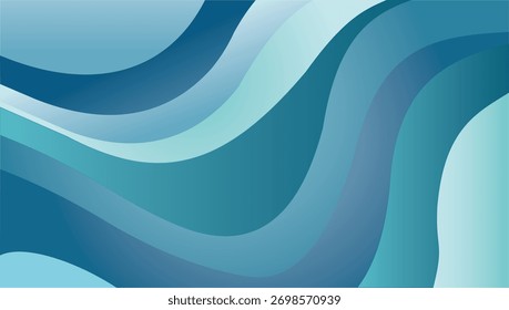 Plano de fundo abstrato de onda fluida com gradientes azuis suaves e formas curvas, ideal para apresentações digitais, sites e visuais futuristas.