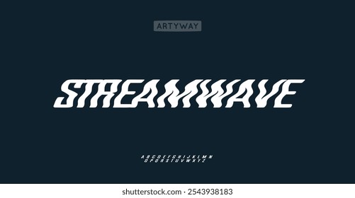 Fluid wave alphabet, distorted flowing letters, wavy font for surreal streamlined headline and lettering logo. Vector typeset