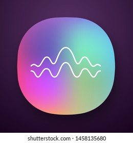 Fluid wave app icon. Flowing wavy lines. Music rhythm, digital soundwave, melody waveform. Equalizer, sound abstract curve. UI/UX user interface. Web, mobile application. Vector isolated illustration