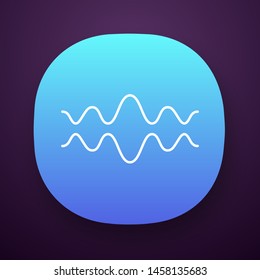 Fluid wave app icon. Flowing wavy lines. Music rhythm, soundwave. Equalizer, sound volume level abstract curve. UI/UX user interface. Web or mobile application. Vector isolated illustration