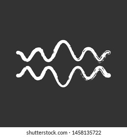 Fluid wave chalk icon. Flowing wavy lines. Music rhythm, soundwave. Equalizer, sound volume level abstract curve. Audio, stereo frequency, waveform. Isolated vector chalkboard illustration