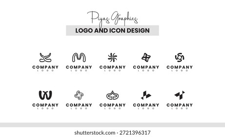Paquete de símbolos de logotipo Fluid Wave Flame