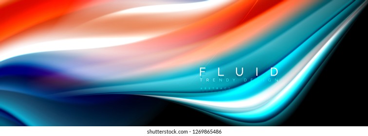 Plano de fundo ou padrão da linha de onda de fluido. Tecnologia geométrica fundo abstrato. Efeito de movimento. Ilustração vetorial