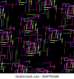 Fluid wave line background or pattern.  pattern, colored bright rainbow stripes in geometric order on a black background