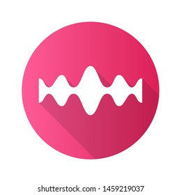 Fluid wave pink flat design long shadow glyph icon. Flowing wavy lines. Music rhythm, soundwave. Equalizer, sound volume level abstract curve. Audio, stereo frequency. Vector silhouette illustration
