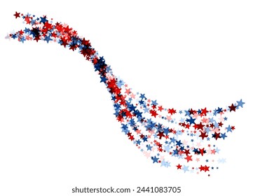 A fluid wave of red and blue stars symbolizes American pride, perfect for national celebrations and patriotic themes.