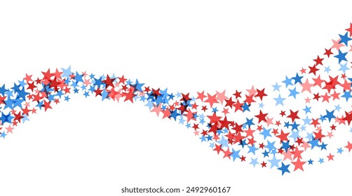 A fluid wave of red and blue stars symbolizes American pride, perfect for national celebrations and patriotic themes.