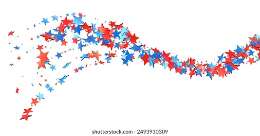 A fluid wave of red and blue stars symbolizes American pride, perfect for national celebrations and patriotic themes.