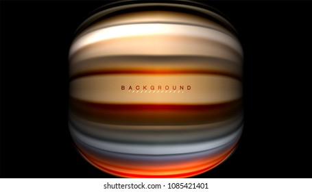 Líneas multicolores onduladas fluidas en negro, fondo vectorial, patrón de movimiento dinámico