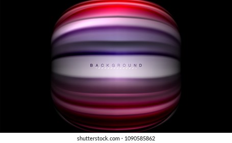 Líneas multicolores onduladas fluidas en negro, fondo vectorial, patrón de movimiento dinámico